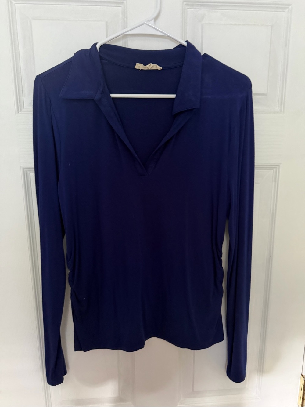 Madewell Navy Long-Sleeve V-Neck Polo Top
